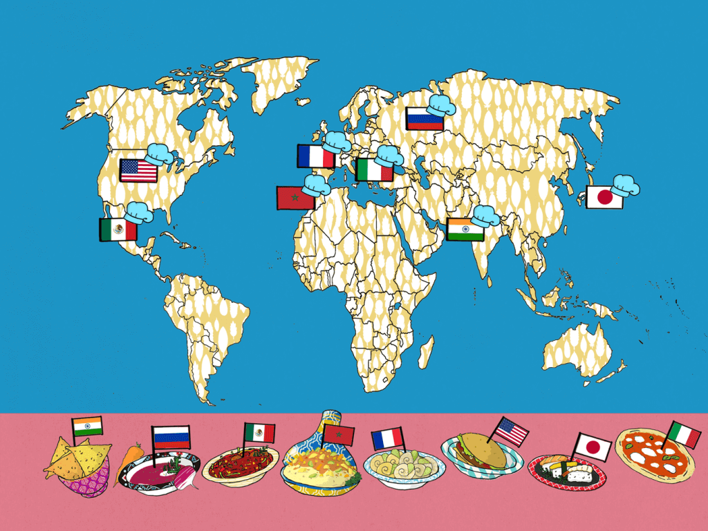 Map illustration by Tostini for WORLD Food - educational kids app