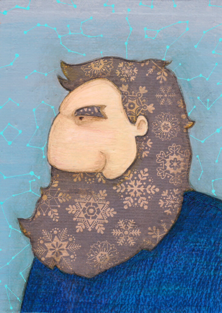 winter bearded man illustration by tostoini
