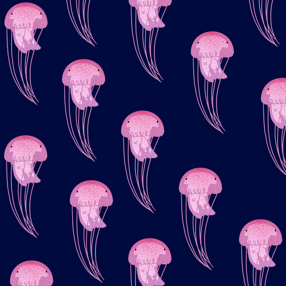Pelagia Noctiluca Jellyfish illustration pattern tostoini