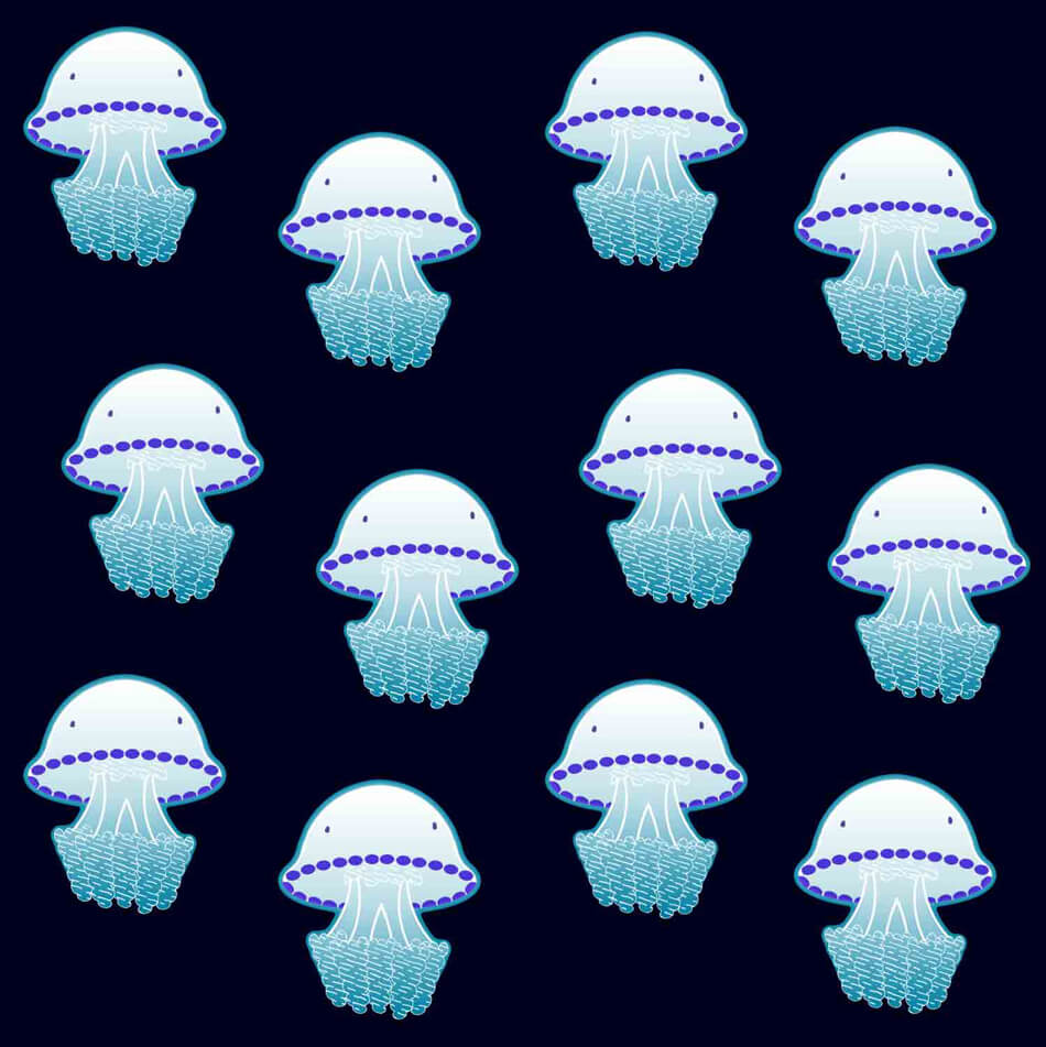 Rhizoma Pulmo jellyfish illustration pattern tostoini