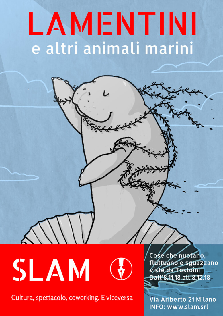 Lamentini e altri animali marini mostra illustrazione Tostoini